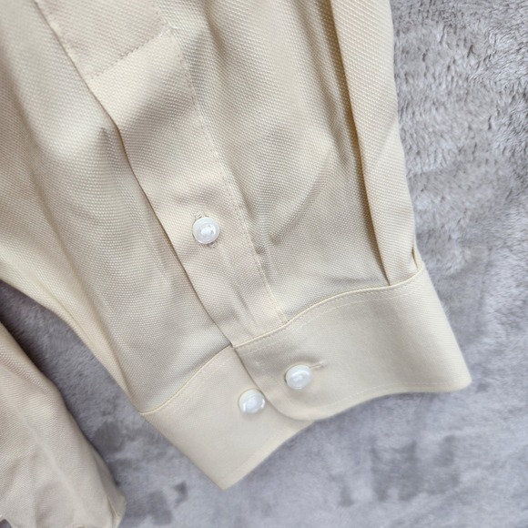 Roundtree & Yorke Button Down Mens XXL Cream Beige Gold Label Shirt Non Iron New - Picture 6 of 7
